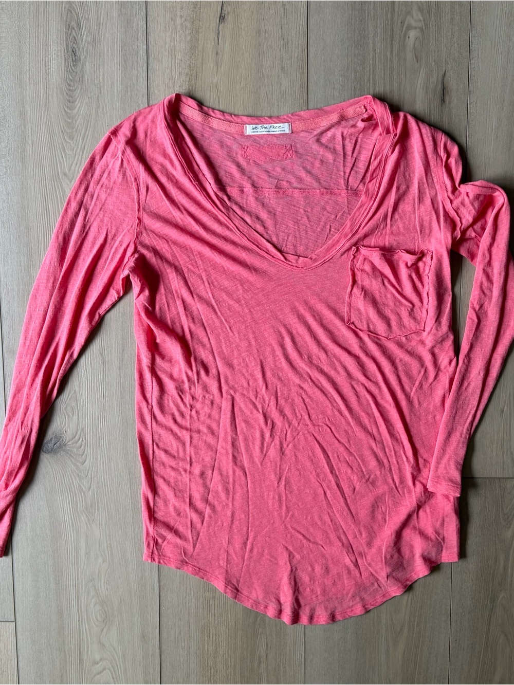 Free People V-Neck Long Sleeve Top
